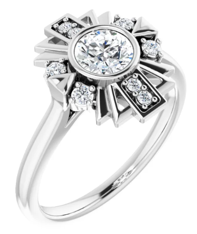 14K White Gold 5.2 mm Round 1/8 CTW Diamond Halo-Style Engagement Ring. 124430:157:P