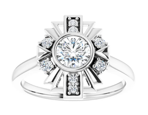 14K White Gold 5.2 mm Round 1/8 CTW Diamond Halo-Style Engagement Ring. 124430:157:P