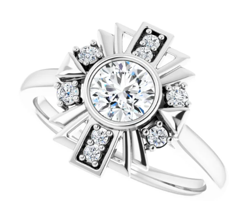 14K White Gold 5.2 mm Round 1/8 CTW Diamond Halo-Style Engagement Ring. 124430:157:P