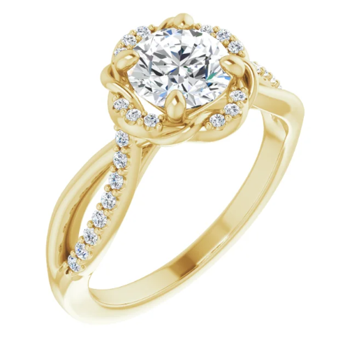 14K Yellow Gold 6.5 mm Round 1/6 CTW Diamond Halo-Style Accented Engagement Ring. 124463:153:P