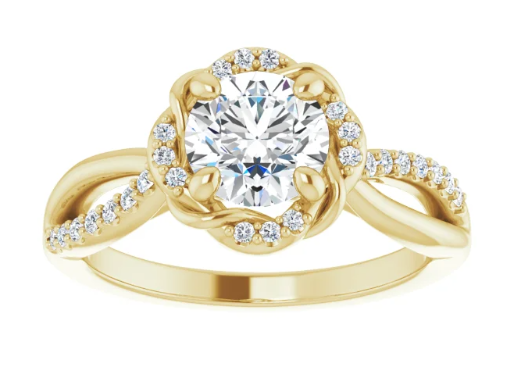 14K Yellow Gold 6.5 mm Round 1/6 CTW Diamond Halo-Style Accented Engagement Ring. 124463:153:P