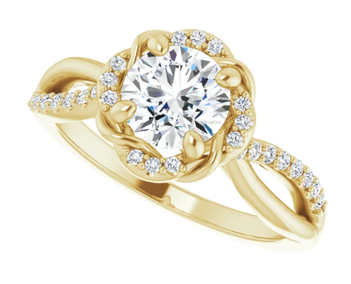 14K Yellow Gold 6.5 mm Round 1/6 CTW Diamond Halo-Style Accented Engagement Ring. 124463:153:P