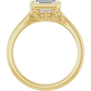 14K Yellow Gold 7x5 mm Emerald Bezel-Set Solitaire Engagement Ring. 126753:105:P