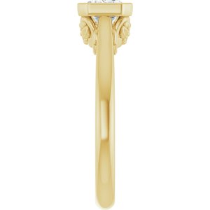 14K Yellow Gold 7x5 mm Emerald Bezel-Set Solitaire Engagement Ring. 126753:105:P