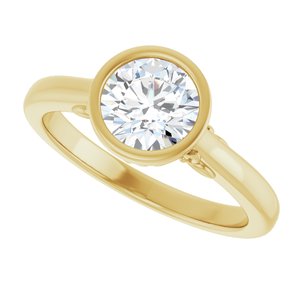 14K Yellow Gold 6.5 mm Round Bezel-Set Solitaire Engagement Ring. 126753:796:P