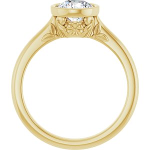 14K Yellow Gold 6.5 mm Round Bezel-Set Solitaire Engagement Ring. 126753:796:P