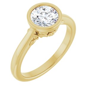 14K Yellow Gold 6.5 mm Round Bezel-Set Solitaire Engagement Ring. 126753:796:P