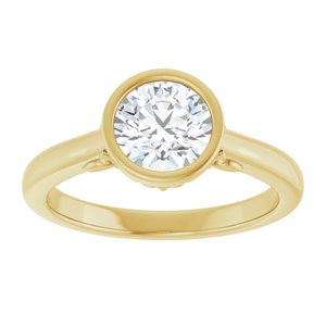 14K Yellow Gold 6.5 mm Round Bezel-Set Solitaire Engagement Ring. 126753:796:P