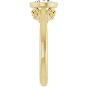 14K Yellow Gold 6.5 mm Round Bezel-Set Solitaire Engagement Ring. 126753:796:P