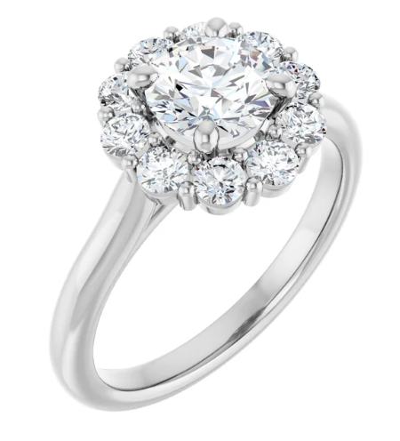 14K White Gold 6.5 mm Round 5/8 CTW Diamond Halo-Style Engagement Ring. 124568:116:P