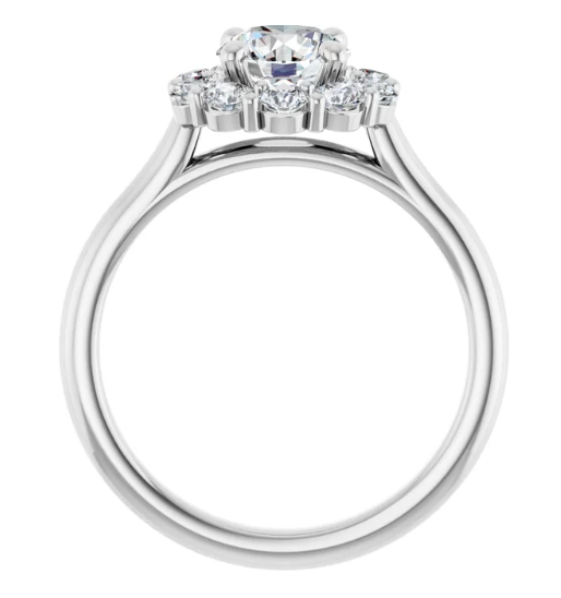 14K White Gold 6.5 mm Round 5/8 CTW Diamond Halo-Style Engagement Ring. 124568:116:P