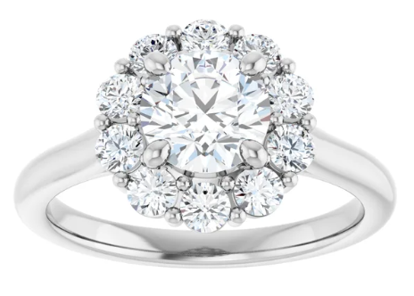 14K White Gold 6.5 mm Round 5/8 CTW Diamond Halo-Style Engagement Ring. 124568:116:P