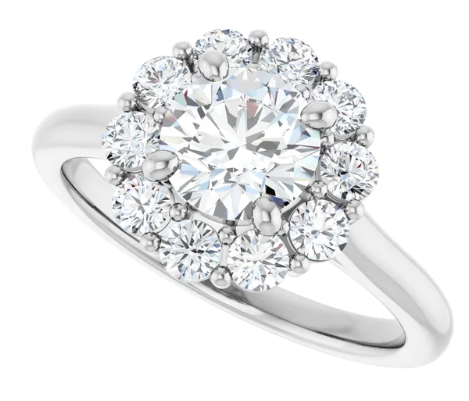 14K White Gold 6.5 mm Round 5/8 CTW Diamond Halo-Style Engagement Ring. 124568:116:P