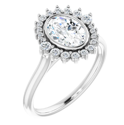 14K White Gold 8x6 mm Oval 1/5 CTW Diamond Halo-Style Engagement Ring. 124635:102:P