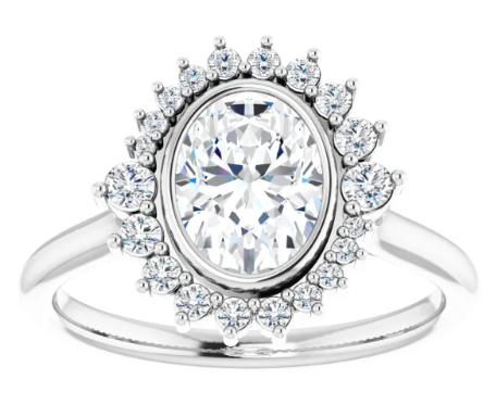 14K White Gold 8x6 mm Oval 1/5 CTW Diamond Halo-Style Engagement Ring. 124635:102:P