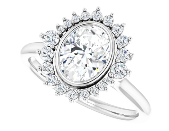 14K White Gold 8x6 mm Oval 1/5 CTW Diamond Halo-Style Engagement Ring. 124635:102:P