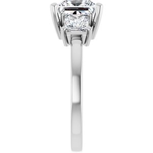 14K White Gold 7 mm Square Three-Stone Engagement Ring. 126813:645:P