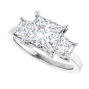 14K White Gold 7 mm Square Three-Stone Engagement Ring. 126813:645:P