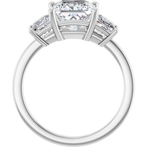 14K White Gold 7 mm Square Three-Stone Engagement Ring. 126813:645:P