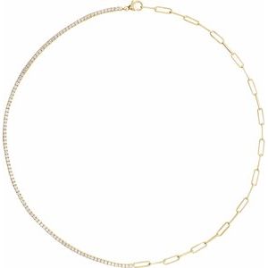 14K Yellow Gold 3 1/4 CTW Diamond Line 18" Necklace. 689142:LG600:P