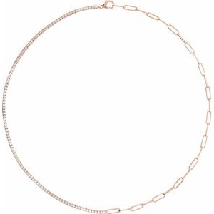 14K Rose Gold 3 1/4 CTW Diamond Line 18" Necklace. 689142:LG602:P