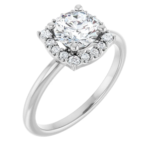 14K White Gold 6.5 mm Round 1/6 CTW Diamond Halo-Style Engagement Ring. 124777:109:P