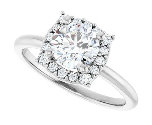 14K White Gold 6.5 mm Round 1/6 CTW Diamond Halo-Style Engagement Ring. 124777:109:P