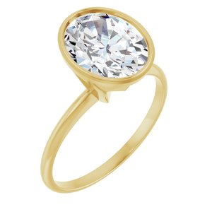 14K Yellow Gold 10x8 mm Oval Bezel-Set Solitaire Engagement Ring. 126773:114:P