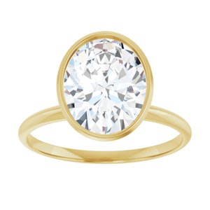 14K Yellow Gold 10x8 mm Oval Bezel-Set Solitaire Engagement Ring. 126773:114:P
