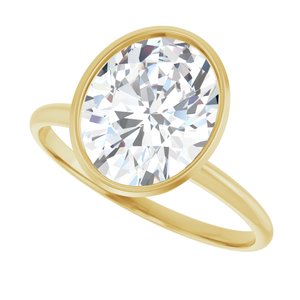 14K Yellow Gold 10x8 mm Oval Bezel-Set Solitaire Engagement Ring. 126773:114:P