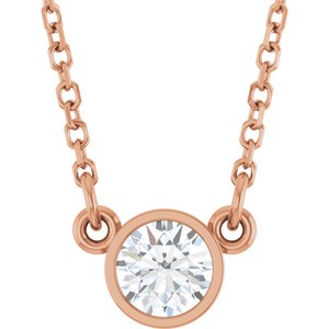 14K Rose Gold 1/4 CT Diamond Solitaire 18" Necklace