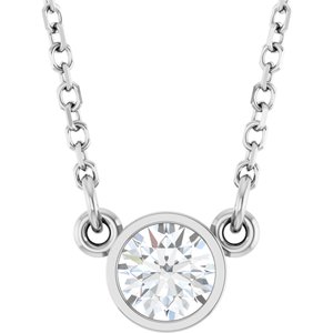 14K White Gold 1/4 CT Diamond Solitaire 18" Necklace