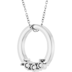14K White Gold 3-Stone Family Circle 16-18" Necklace