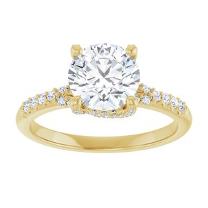14K Yellow Gold 7.4 mm Round Accented Engagement Ring. 126756:271:P