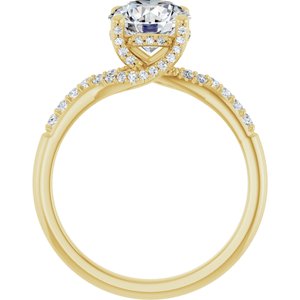 14K Yellow Gold 7.4 mm Round Accented Engagement Ring. 126756:271:P