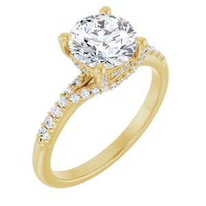 14K Yellow Gold 7.4 mm Round Accented Engagement Ring. 126756:271:P