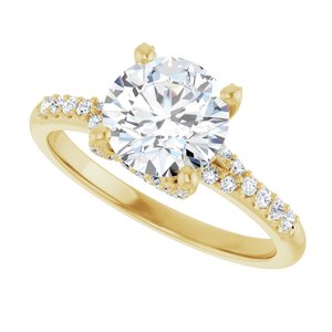 14K Yellow Gold 7.4 mm Round Accented Engagement Ring. 126756:271:P