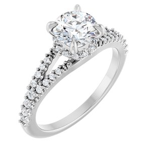 14K White Gold 6.5 mm Round 1/3 CTW Diamond Hidden Halo-Style Engagement Ring. 126808:122:P