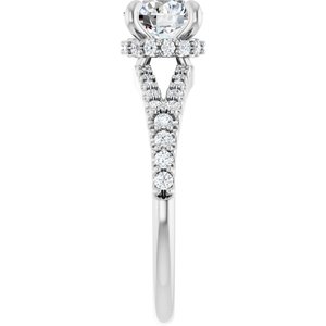 14K White Gold 6.5 mm Round 1/3 CTW Diamond Hidden Halo-Style Engagement Ring. 126808:122:P
