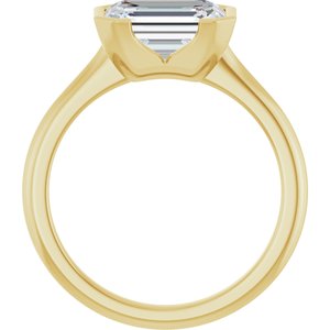 14K Yellow Gold 9x7 mm Emerald Half Bezel-Set Solitaire Engagement Ring. 126823:496:P
