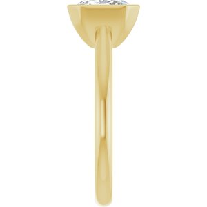 14K Yellow Gold 9x7 mm Emerald Half Bezel-Set Solitaire Engagement Ring. 126823:496:P