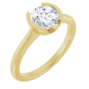 14K Yellow Gold 6.5 mm Round Half Bezel-Set Solitaire Engagement Ring. 126823:646:P
