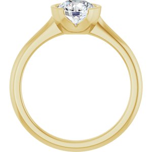 14K Yellow Gold 6.5 mm Round Half Bezel-Set Solitaire Engagement Ring. 126823:646:P