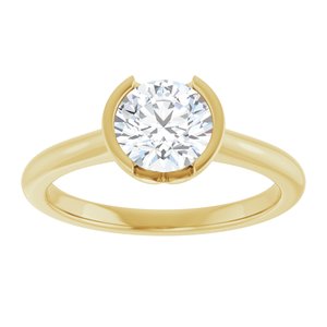 14K Yellow Gold 6.5 mm Round Half Bezel-Set Solitaire Engagement Ring. 126823:646:P