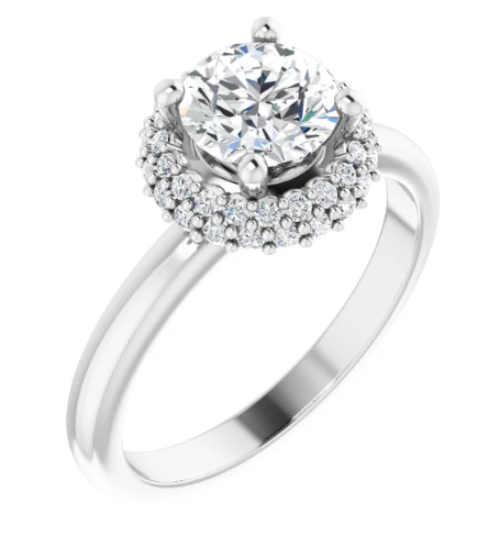 14K White Gold 6.5 mm Round 1/5 CTW Diamond Halo-Style Engagement Ring. 126269:134:P