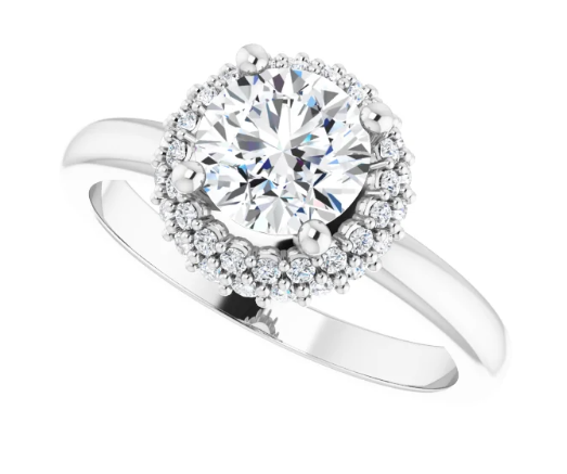 14K White Gold 6.5 mm Round 1/5 CTW Diamond Halo-Style Engagement Ring. 126269:134:P