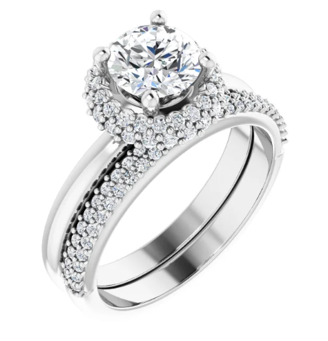 14K White Gold 6.5 mm Round 1/5 CTW Diamond Halo-Style Engagement Ring. 126269:134:P
