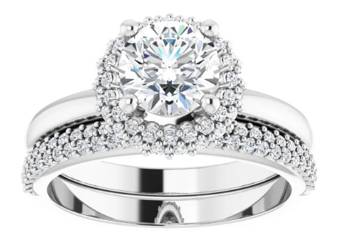14K White Gold 6.5 mm Round 1/5 CTW Diamond Halo-Style Engagement Ring. 126269:134:P
