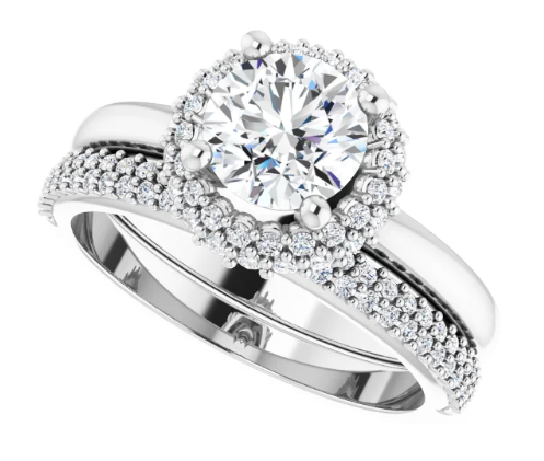 14K White Gold 6.5 mm Round 1/5 CTW Diamond Halo-Style Engagement Ring. 126269:134:P