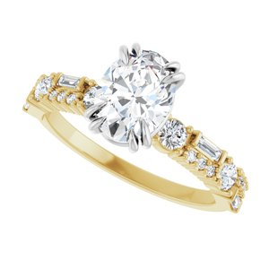 14K Yellow/White Gold 8 x 6 mm Oval 3/8 CTW Diamond Accented Engagement Ring. 126927:157:P
